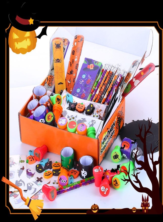 BicMan 192 Pcs 24 Pack Assorted Halloween Stationery, Party Favors for Kids, Goodie Bags Stuffers Set Including Pencils, Rulers, Stamps and Erasers in Trick or Treat Bags - Image 5